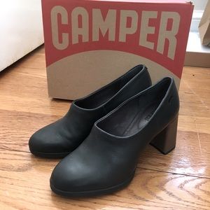 Camper chunky heel black shoes slip on EU 35